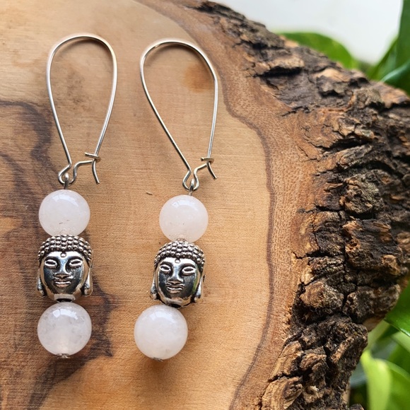 RainbowIrisDesigns Jewelry - 🌸2 for $24🌸 Rose Quartz Buddha Charm Earrings